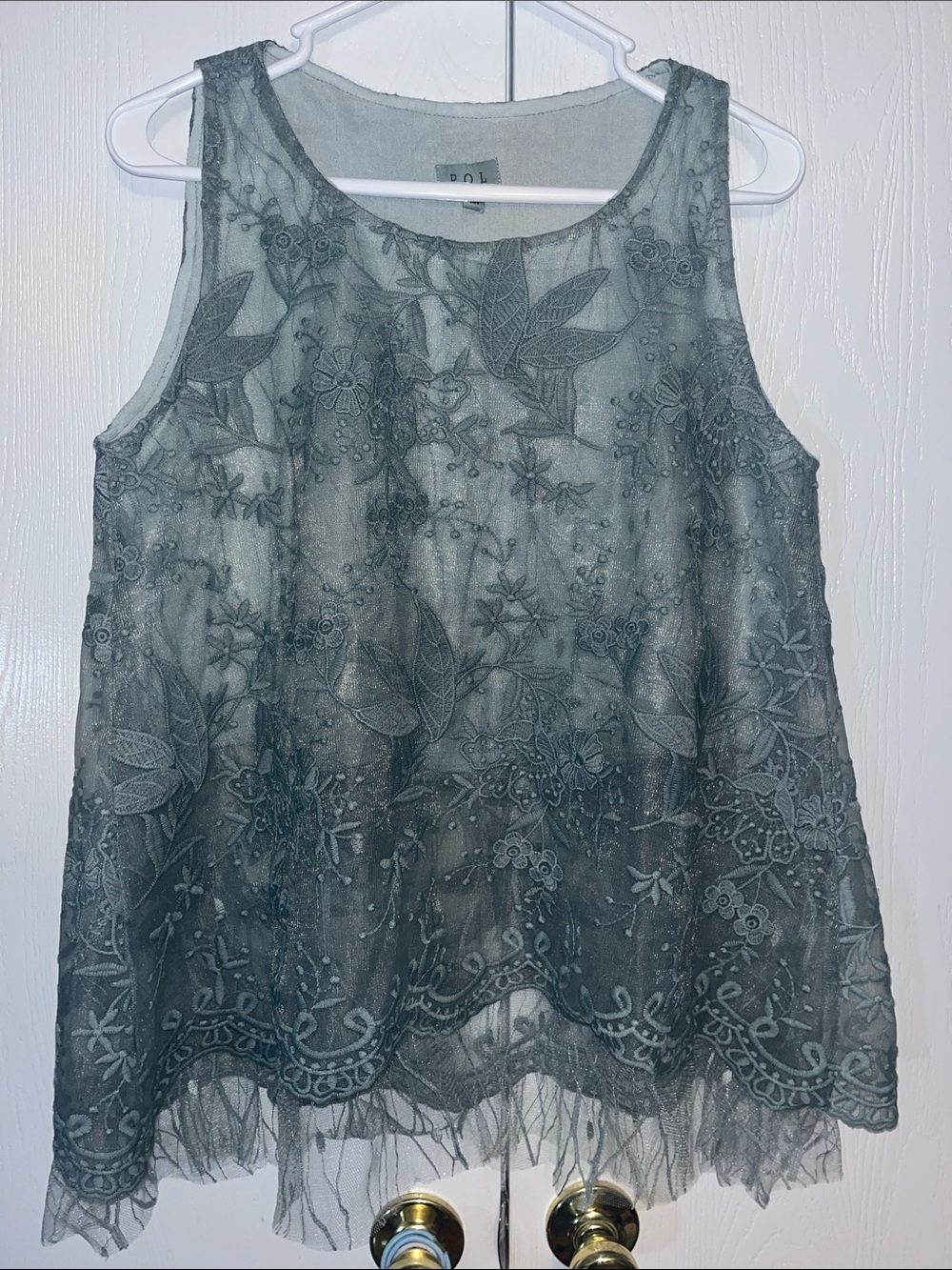 POL Blue/ Green Embroidered Tank